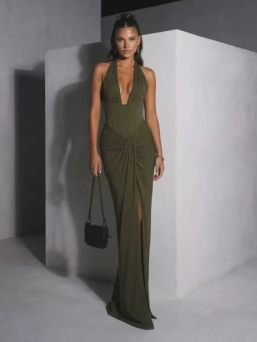 dark green women dress